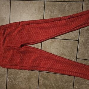 Red Textured Leggings